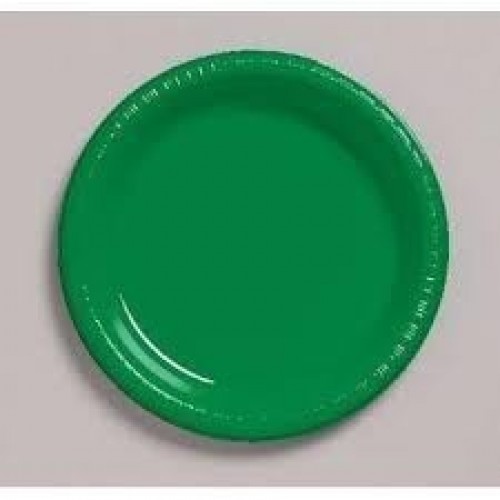 $ 20 PLATOS PLASTICO VERDE 17,78CM
