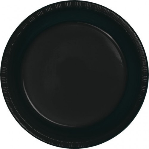 $E 20 PLATOS PLASTICO NEGRO 17,78CM