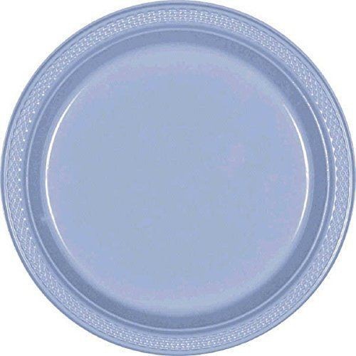 $E 20 PLATOS PLASTICO CELESTE 17,78CM