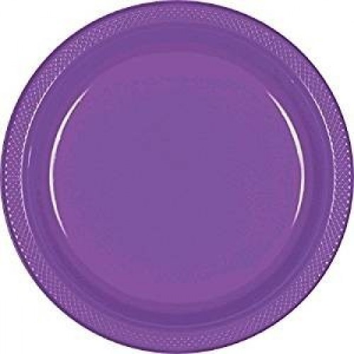$ 20 PLATOS PLASTICO PURPURA 17,78CM