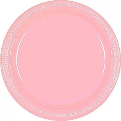 $ 20 PLATOS PLASTICO ROSA 22,86CM
