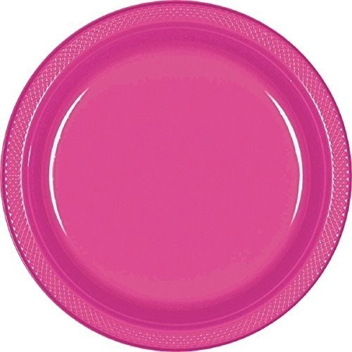 $ 20 PLATOS PLASTICO FUCSIA 22,86CM