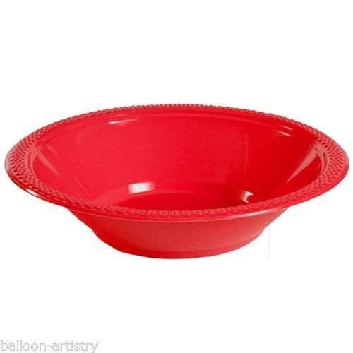 $   PAQ.20/U BOWL PLASTICO ROJO 355ML