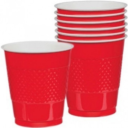 $E   PAQ.20/U VASO PLAST ROJO 355ML