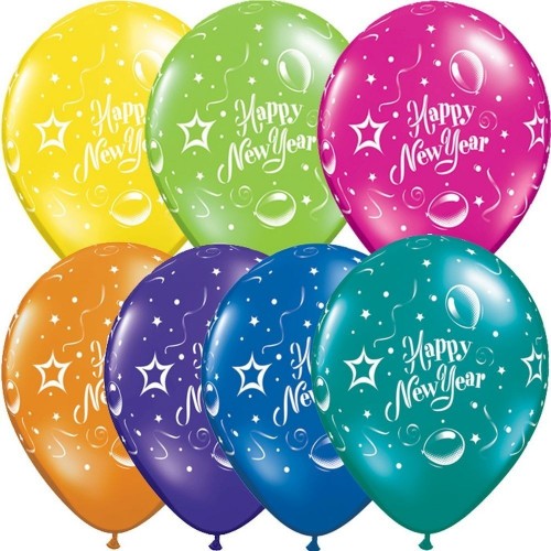 $D 25 GLOBOS 11" LATEX NEW YEAR PARTY