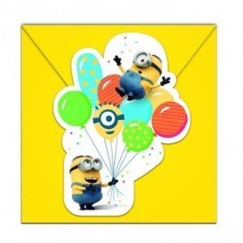  6 INVITACIONES MINIONS PARTY
