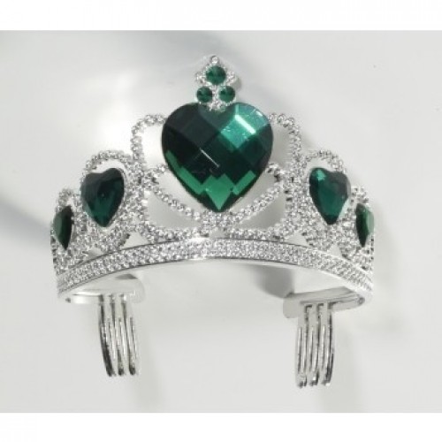 TIARA DE PRINCESA FORMA CORAZON VERDE