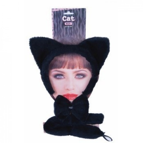 SET GATO OREJA PAJARITA COLA NEGRO