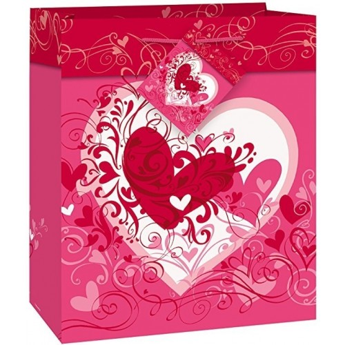 BOLSA REGALO DOBLE CORAZON 17,5X22,5CM