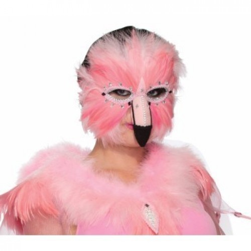 MASCARA PLUMA ROSA FLAMENCO
