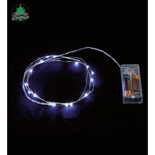   HILO 20 LED BLANCA C/2PILAS 2MT