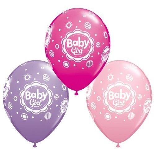 $D 25 GLOBOS 11" LATEX  BABY GIRLS