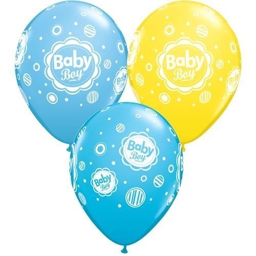$D 25 GLOBOS 11" LATEX DOTS BABY BOY