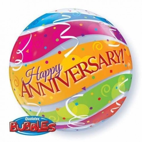 $D GLOBO 22" BURBUJA HAPPY ANNIVERSARY