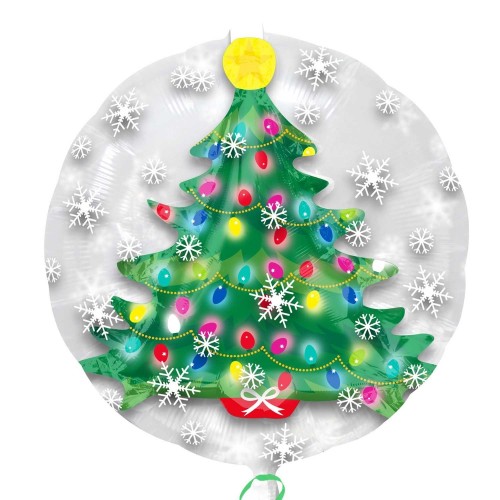 GLOBO 24" REDONDO TRANS  ARBOL NAVIDAD