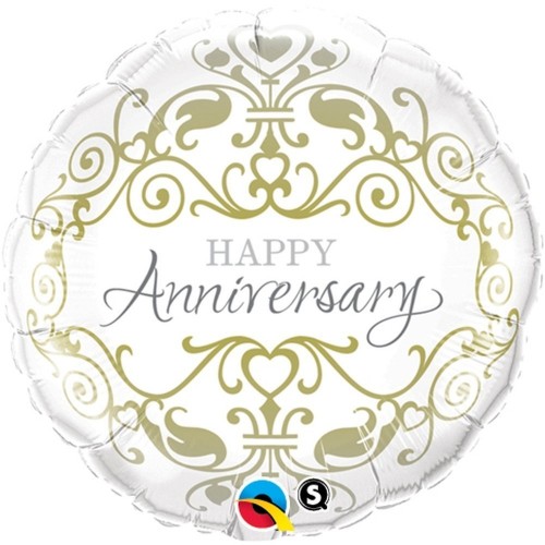 GLOBO 18" FOIL RND HAPPY ANNIVERSARY ORO