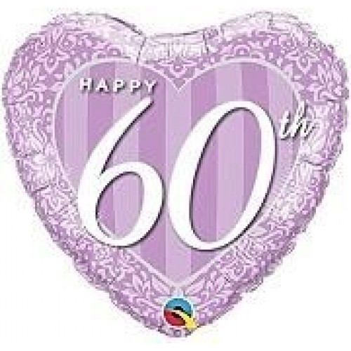 $D GLOBO 18" FOIL CORAZON 60TH LAVANDA