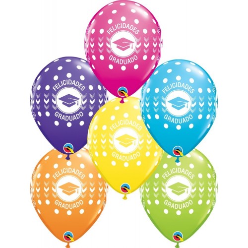 $D 25 GLOBOS 11" LATEX FELICIDADES GRADU