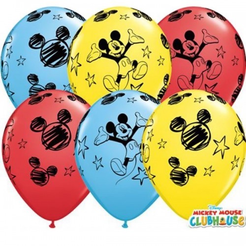   25 GLOBOS 11" LATEX MICKEY COL.SUR