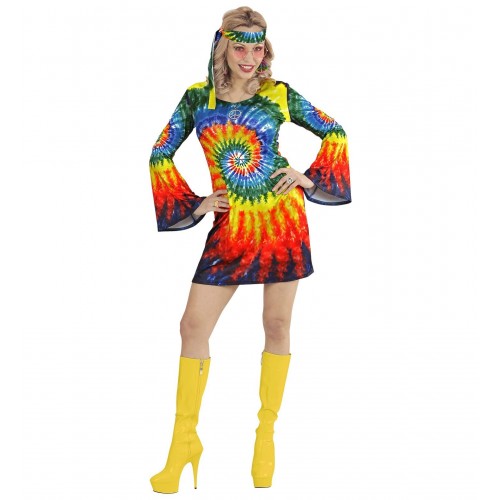  DISFRAZ T-L VESTIDO HIPPIE PSICODELICA