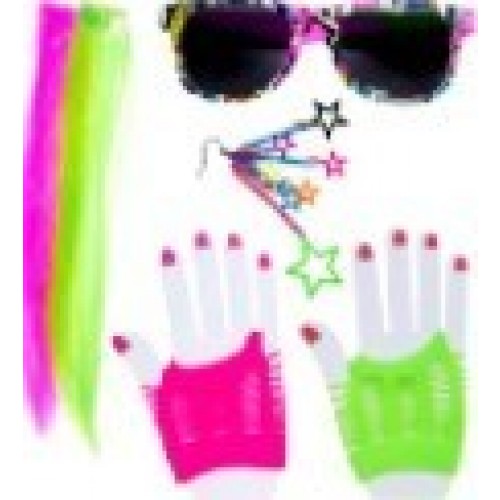 SET AÑOS80 CHICA 2EXT PENDI GUANTES