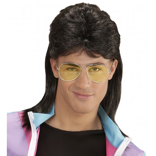 PELUCA NEGRA C/GAFAS CHICO AÑOS 80