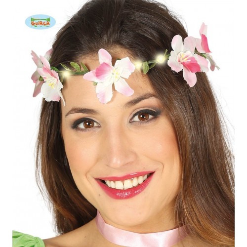 $ D  CORONA PELO FLORES BLANCA C/ LUZ