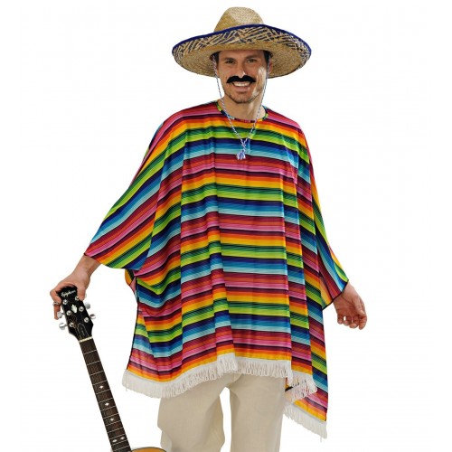 PONCHO T-UNICA MEXICANO RAYAS COLORES