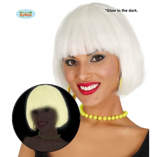 PELUCA CORTA BLANCA GLOW IN THE DARK