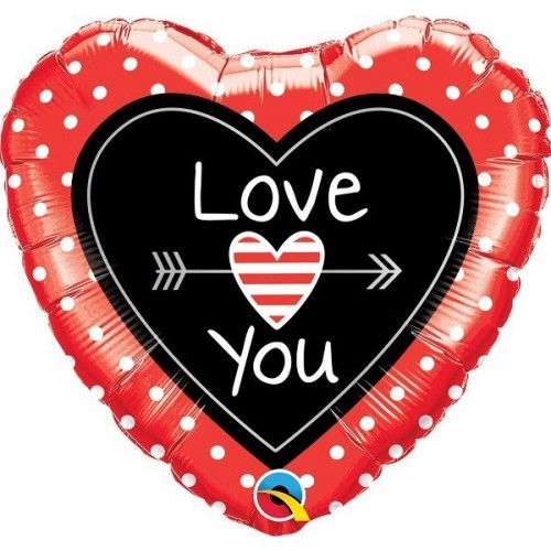 $D GLOBO 18" FOIL CORAZON FLECHA LOVE YO