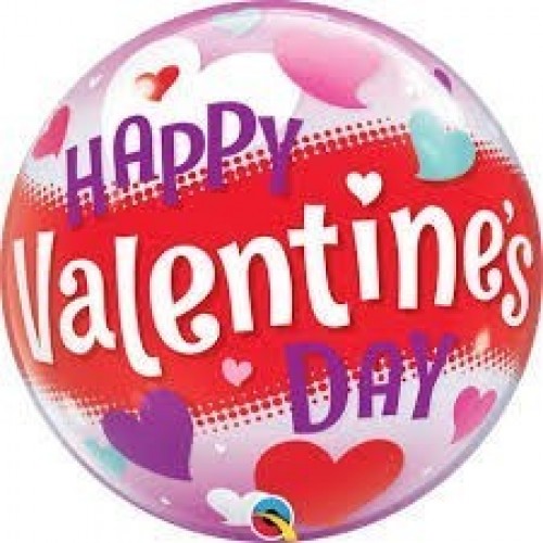 $D GLOBO 22" BURBUJA HAPPY VALENTINE´S