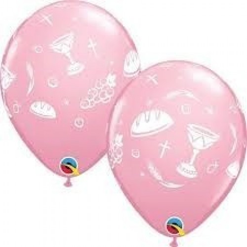 25 GLOBOS 11" LATEX COMUNION ROSA