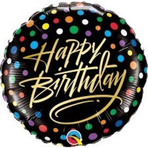 GLOBO 18" FOIL RND HAPPY BHIRTDAY SCRIPT