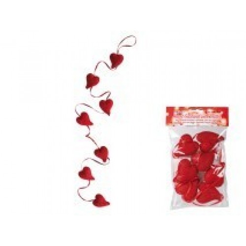 $E GUIRNALDA CORAZON ROJO GLITTER 120CM