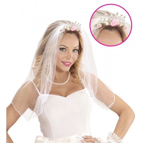 VELO NOVIA MINI TIARA ROSA