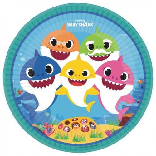   8 PLATOS CARTON BABY SHARK 23CM