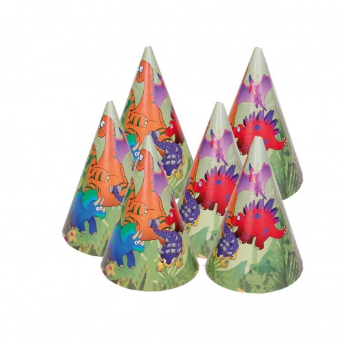 $D   6 SOMBREROS CONO DINOS