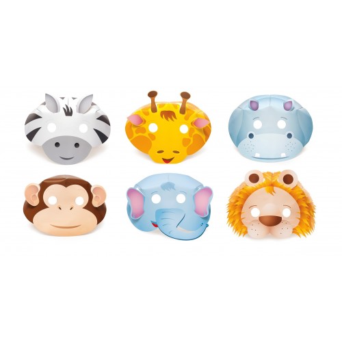 6 CARETAS CARTON ANIMALES SURT.