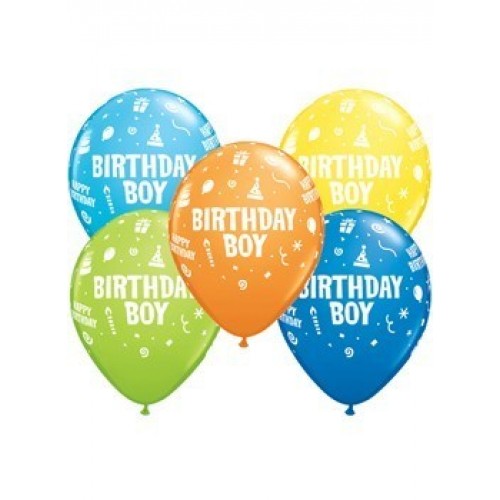 25 GLOBOS 11"LATEX  BIRTHDAY BOY COL.SUR