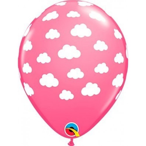 25 GLOBOS 11" LATEX  ROSA NUBES BLANCA