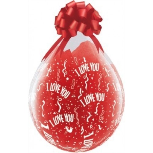$D 25 GLOBOS REGALO 18" TRANS.ILOVEYOU