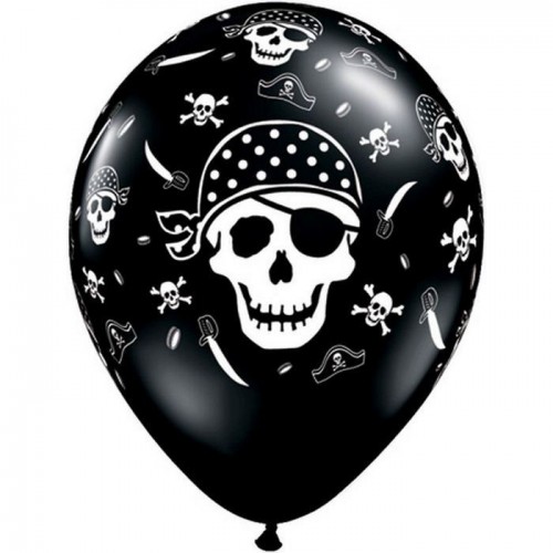 25 GLOBOS 11" LATEX NEGRO PIRATA