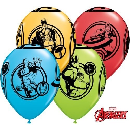 25 GLOBOS 11" LATEX VENGADORES COL.SUR.
