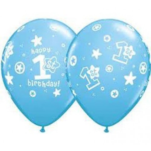 25 GLOBOS 11" LATEX 1ST BIRTHDAY CELESTE