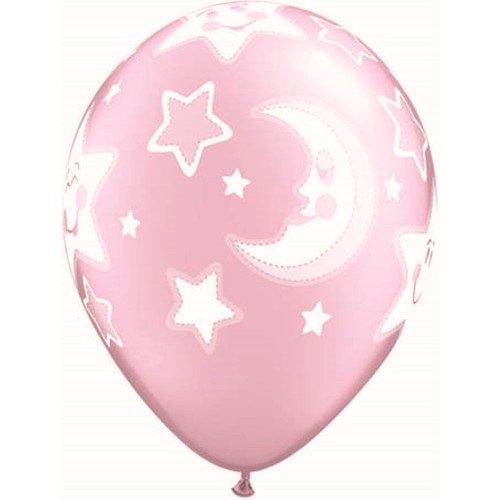 25 GLOBOS 11" LATEX  ROSA LUNA BABY