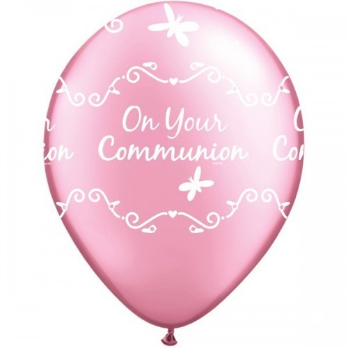 $D 6 GLOBOS 11" LATEX COMUNION ROSA