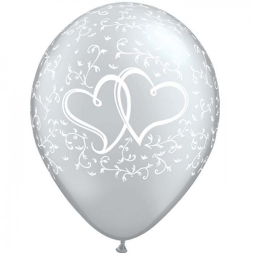 6 GLOBOS 11"  LATEX CORAZON ENLAZADO PLA
