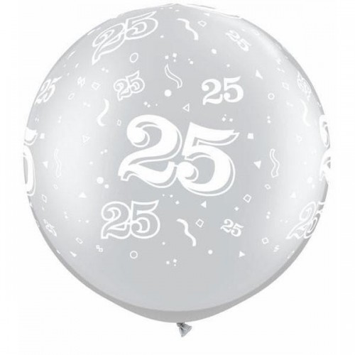 $D 2 GLOBOS JUMBO 30" PLATA 25 ANIVE
