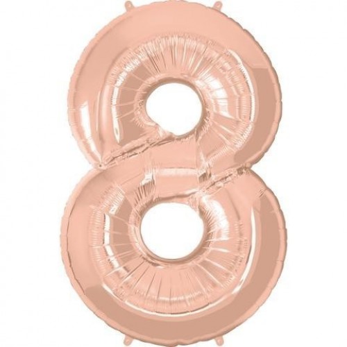 $E GLOBO 34" FOIL FORMA N8 ROSA ORO