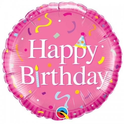 $D GLOBO 18" FOIL RND HAPPY BIRTDHAY ROS
